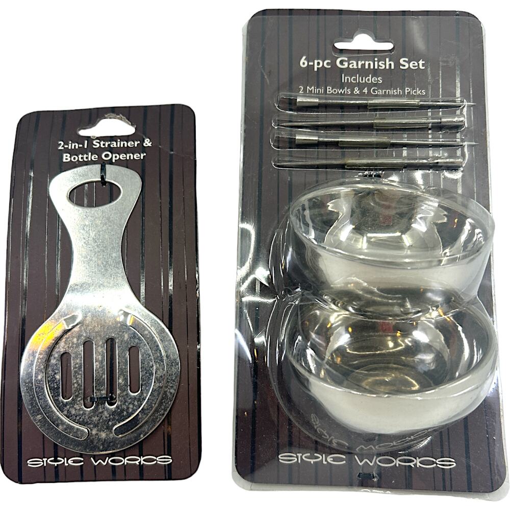 Style Works 6-piece Garnishing Set & 2-in-1 Strainer / Bottle Opener *New*